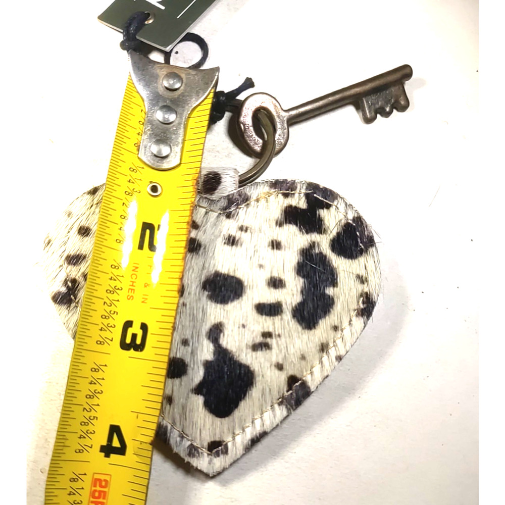 Myra Bag Dalmatian Print Heart Keychain With Skeleton Key - Picture 5 of 5